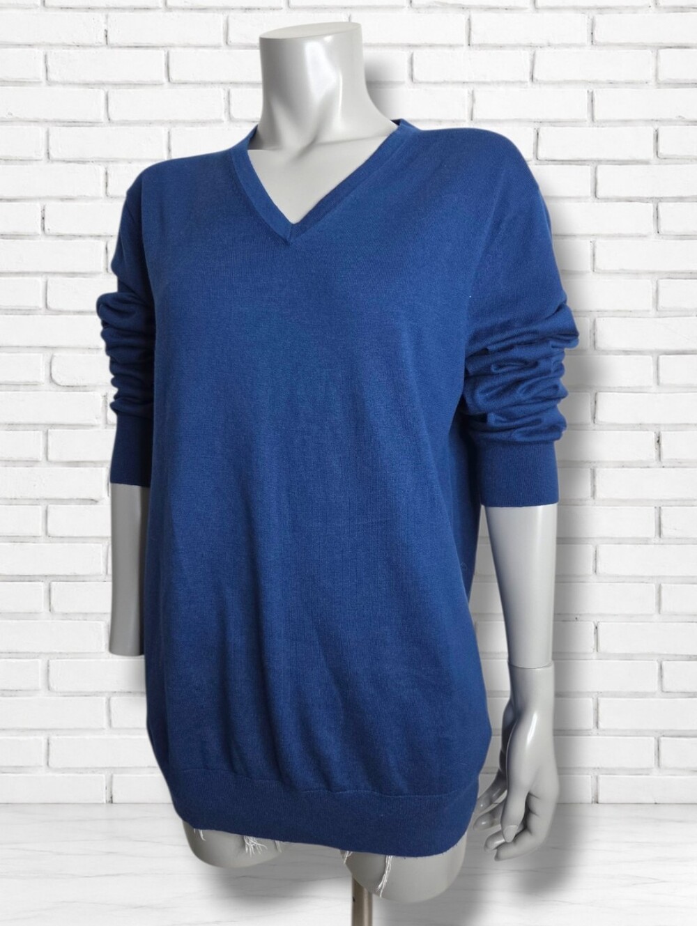 Banana Republic Mens Size L Tall Luxury Blend Blue V Neck Sweater